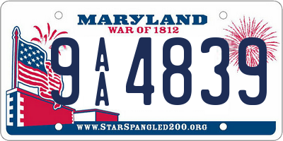 MD license plate 9AA4839