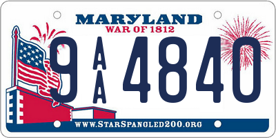 MD license plate 9AA4840
