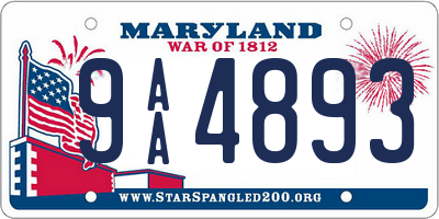 MD license plate 9AA4893