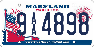 MD license plate 9AA4898