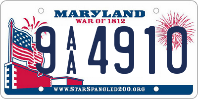 MD license plate 9AA4910