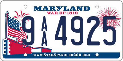 MD license plate 9AA4925