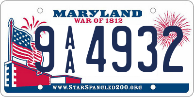 MD license plate 9AA4932