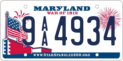 MD license plate 9AA4934