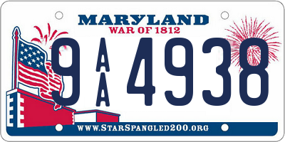 MD license plate 9AA4938