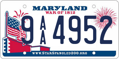 MD license plate 9AA4952