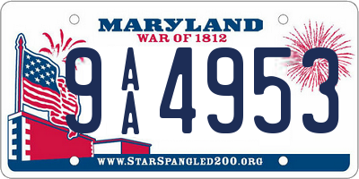 MD license plate 9AA4953