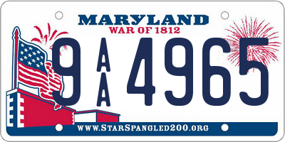 MD license plate 9AA4965