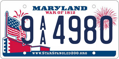 MD license plate 9AA4980