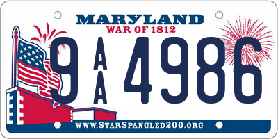 MD license plate 9AA4986