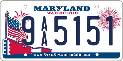 MD license plate 9AA5151
