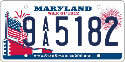 MD license plate 9AA5182