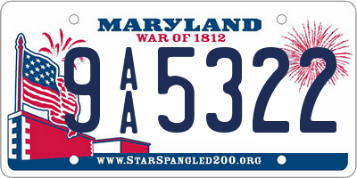 MD license plate 9AA5322