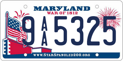 MD license plate 9AA5325