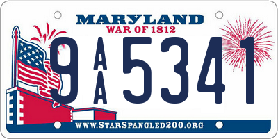 MD license plate 9AA5341