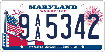 MD license plate 9AA5342