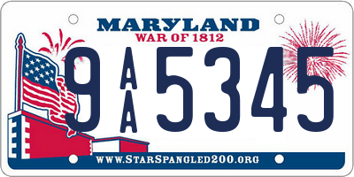 MD license plate 9AA5345