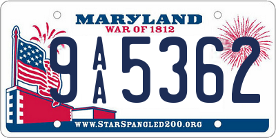 MD license plate 9AA5362