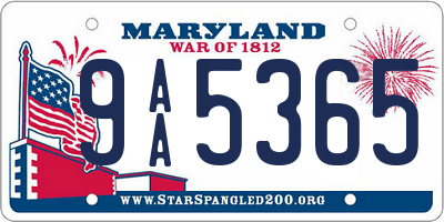 MD license plate 9AA5365
