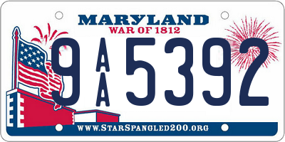 MD license plate 9AA5392