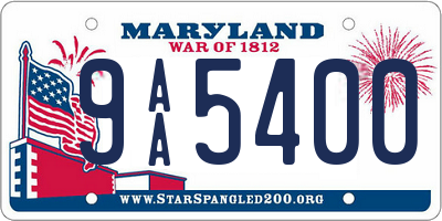 MD license plate 9AA5400