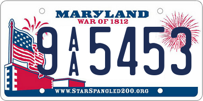 MD license plate 9AA5453