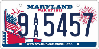 MD license plate 9AA5457