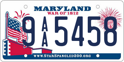 MD license plate 9AA5458