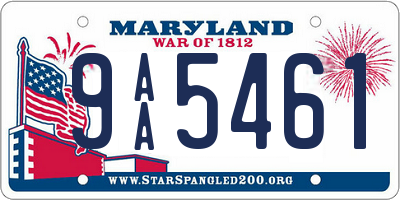 MD license plate 9AA5461