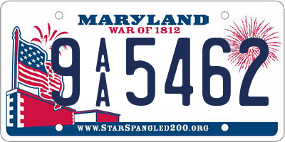 MD license plate 9AA5462