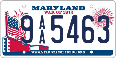 MD license plate 9AA5463