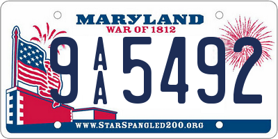 MD license plate 9AA5492