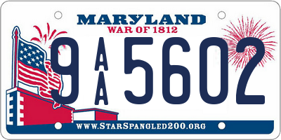 MD license plate 9AA5602