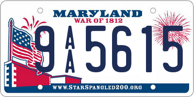 MD license plate 9AA5615