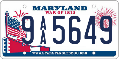 MD license plate 9AA5649