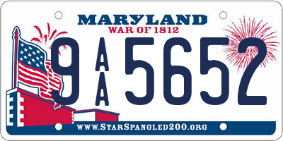 MD license plate 9AA5652