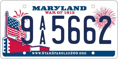 MD license plate 9AA5662