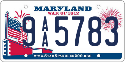 MD license plate 9AA5783