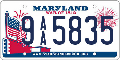 MD license plate 9AA5835
