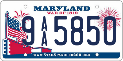 MD license plate 9AA5850