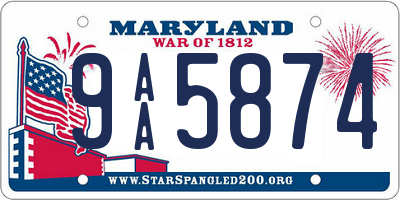 MD license plate 9AA5874