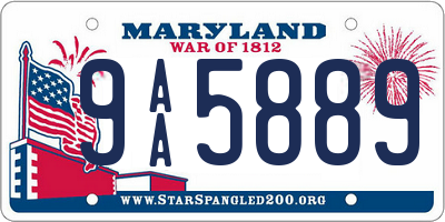MD license plate 9AA5889