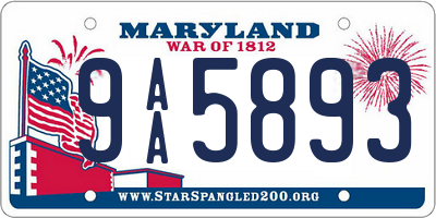 MD license plate 9AA5893
