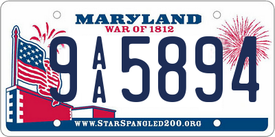 MD license plate 9AA5894