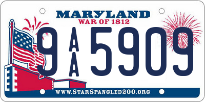 MD license plate 9AA5909