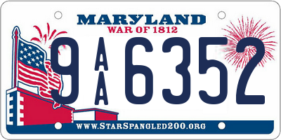 MD license plate 9AA6352