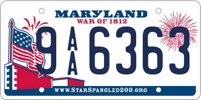 MD license plate 9AA6363