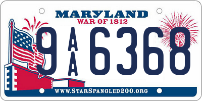 MD license plate 9AA6368