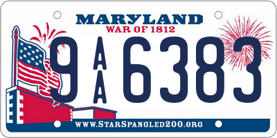 MD license plate 9AA6383