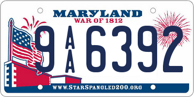 MD license plate 9AA6392